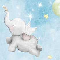 Cute Elephants on Clouds in Starry Night, Kids Wallpaper, Customised