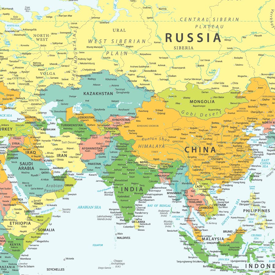 Detailed Political World Map Wallpaper for Walls