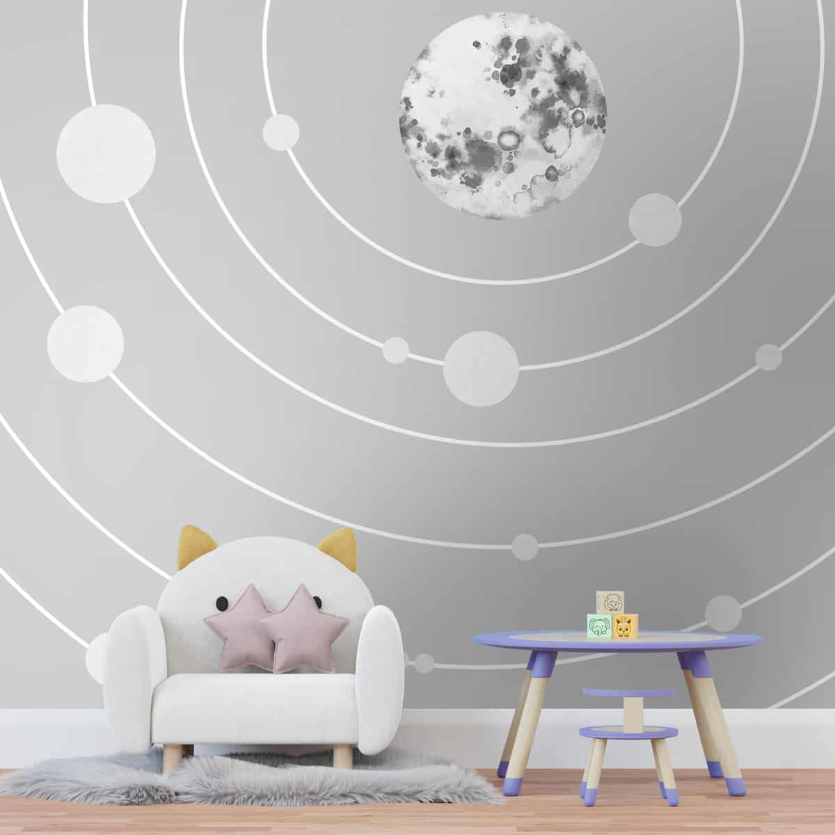 Galaxy theme wall mural for kids room
