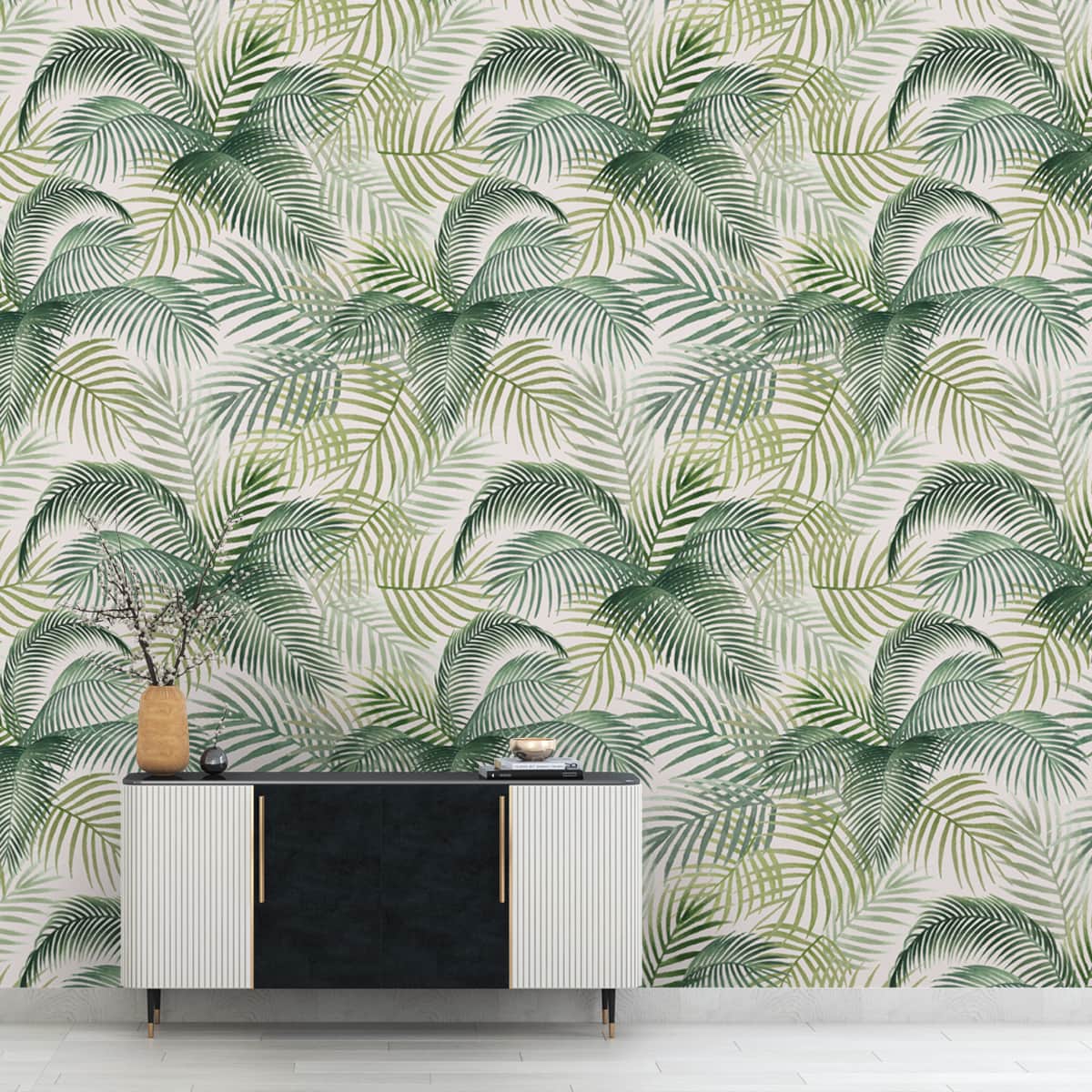 Tropical Green Leaves Wallpaper, Customised