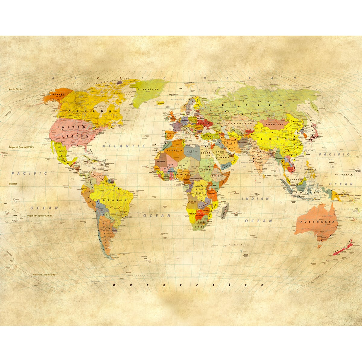Premium Vintage World Map Wallpaper, Homes & Offices, Customised