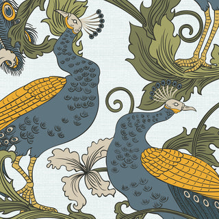 Seamless Tropical Pattern with Peacocks Customised Wallpaper.