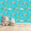 Ship, Starfish, Anchor, Fishes in Blue Background Wallpaper, Customised