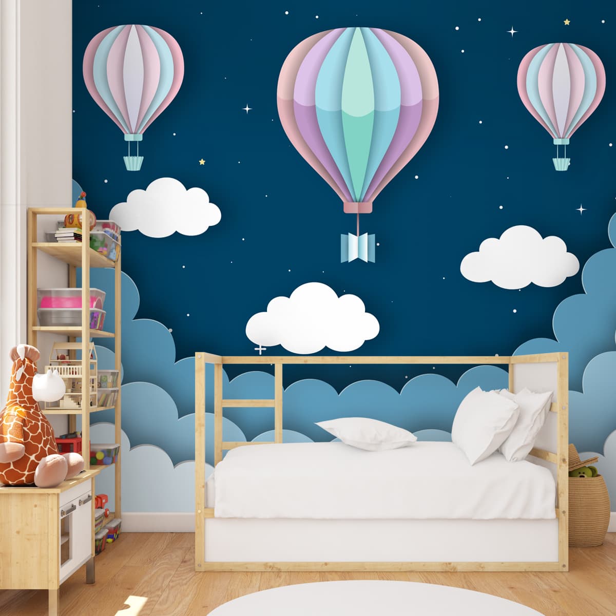 3D Hot Air Wallpaper for Kids Room , Customised