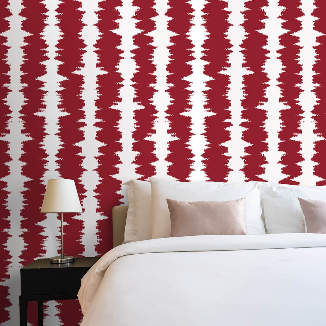 Red Color Ikat Pattern Rooms Wallpaper | Life n Colors