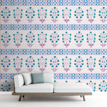 Mughal Motif Ornament Repeat Pattern Background, Customised Wallpaper