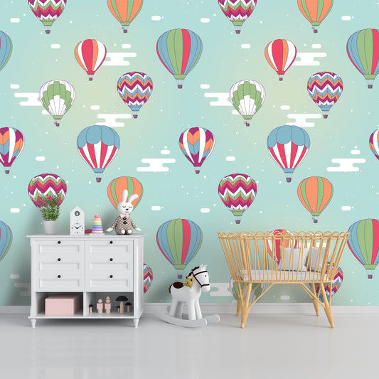 Colorful Parachutes for Kids Bedroom Wallpaper, Customised