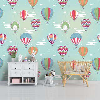 Colorful Parachutes for Kids Bedroom Wallpaper, Customised