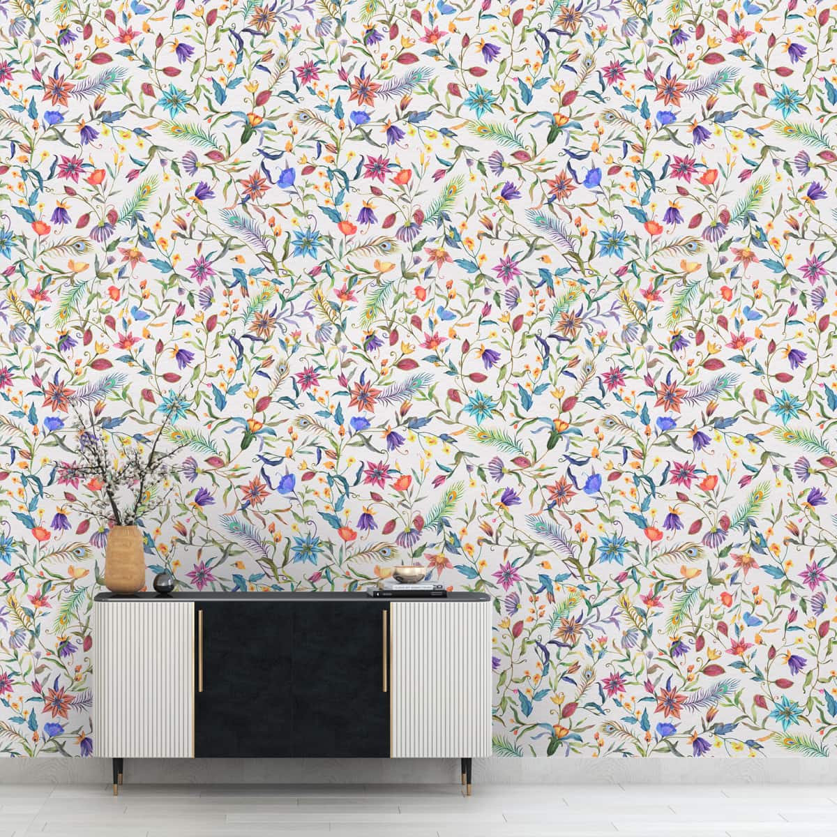 Multicolor Floral Wallpaper, Cute Design for Bedrooms