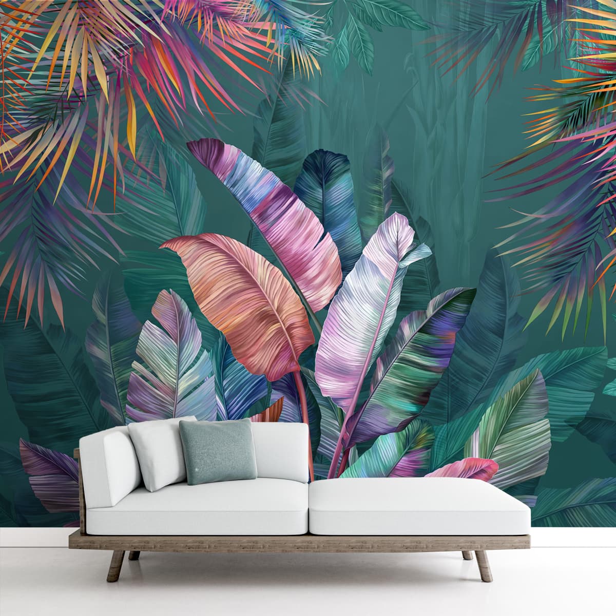 Tropical Leaf Pattern Background Customised Wallpaper