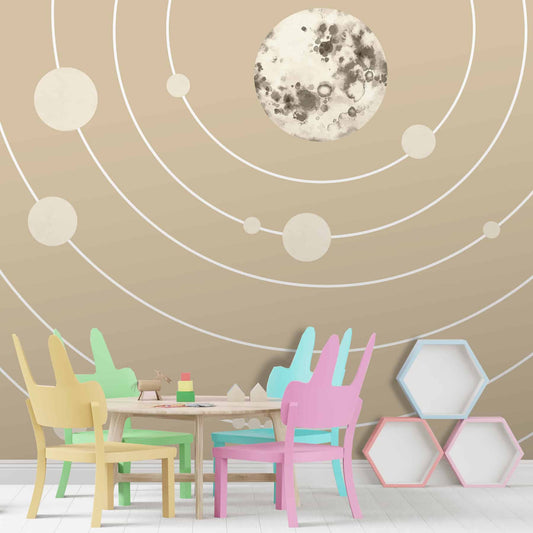 Galaxy theme wall mural for kids room