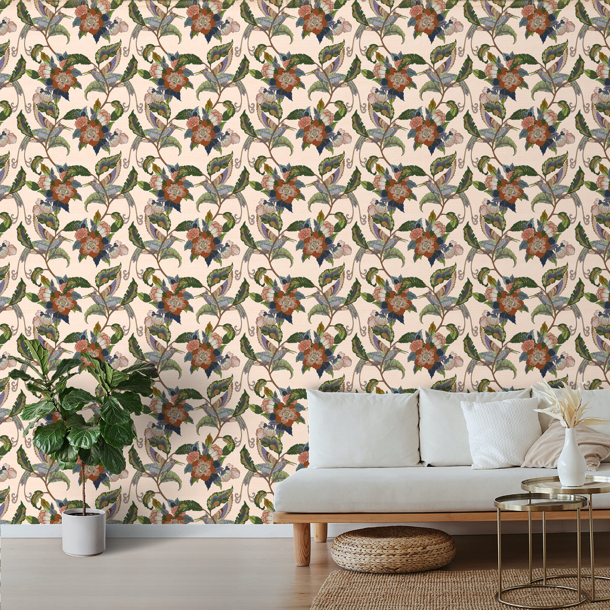 Seamless Tropical, Humming Bird, Floral Customised Wallpaper ...