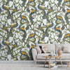 Seamless Tropical Pattern with Peacocks Wallpaper