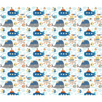 Cute Underwater Theme Wallpaper with Whale and Ships, Customised