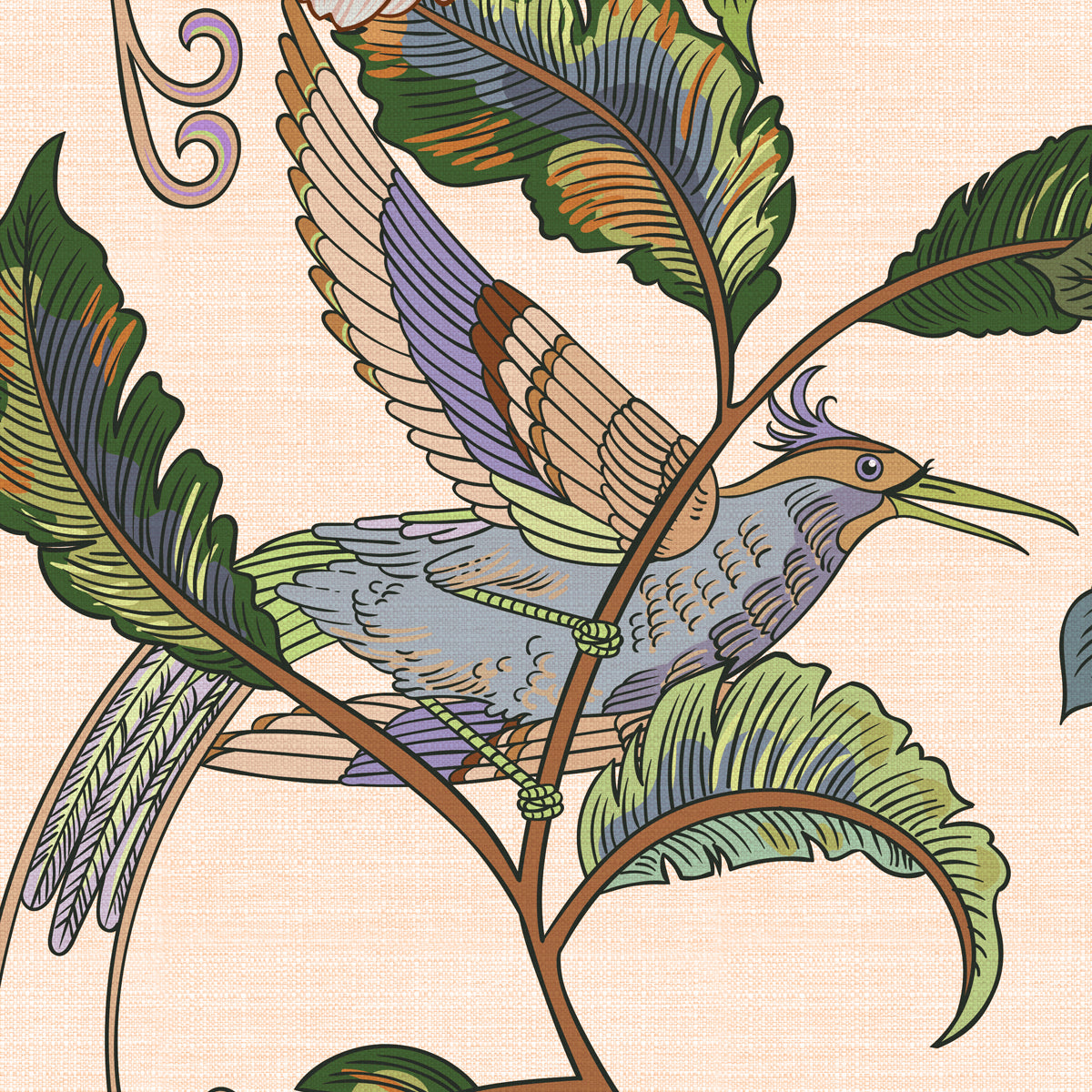 Seamless Tropical, Humming Bird, Floral Customised Wallpaper
