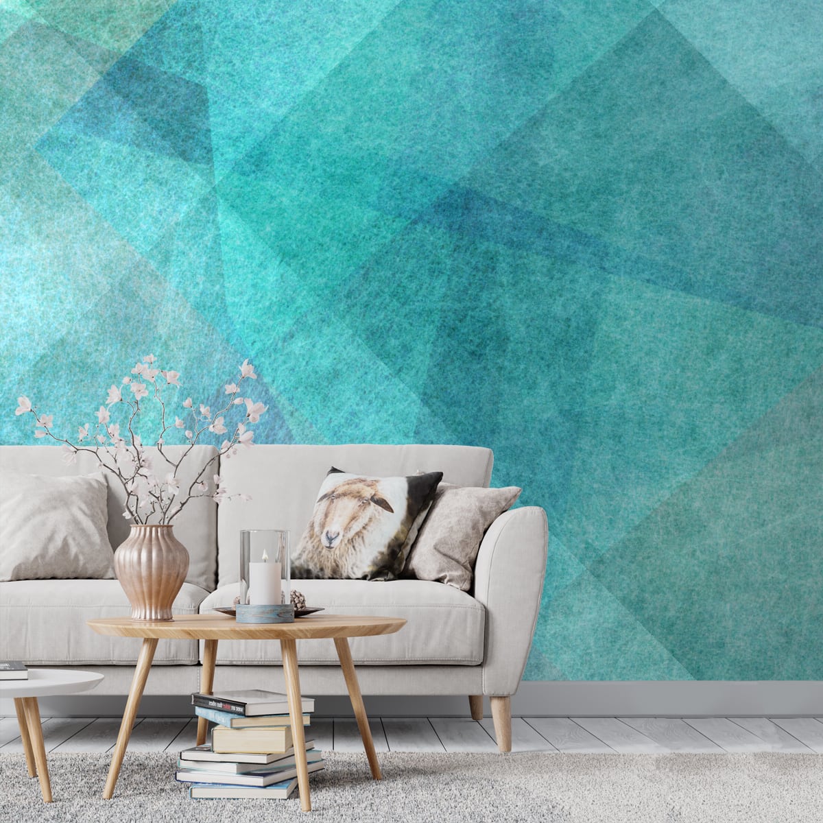 Green and Blue Geometric Shapes, Wallpaper for Walls | lifencolors ...