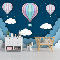 3D Hot Air Wallpaper for Kids Room , Customised