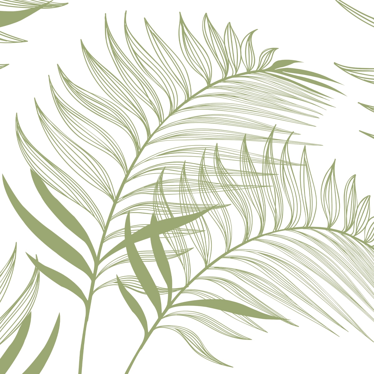 Harmony, Subtle Green Leaves in White Wallpaper Design | Life n Colors