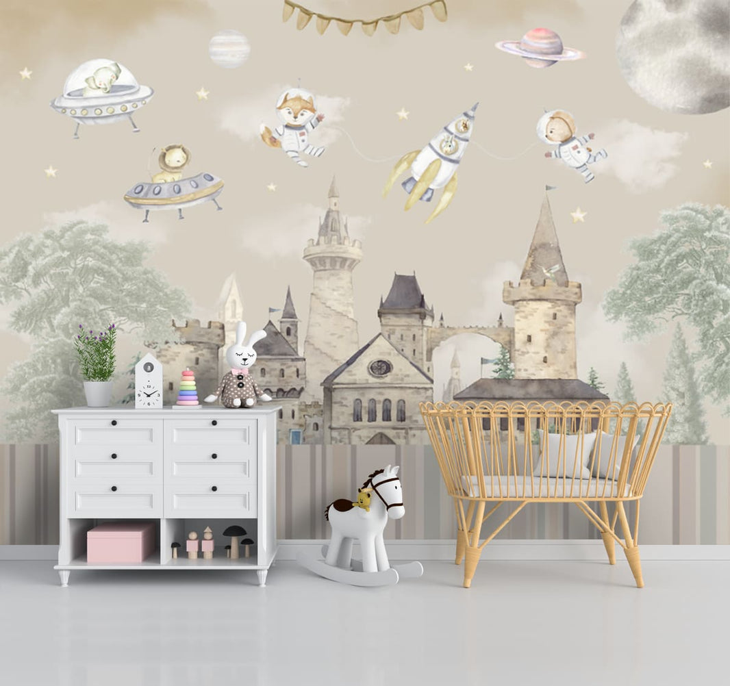 Cute Kids Room Space Theme Wallpapers – Life n Colors