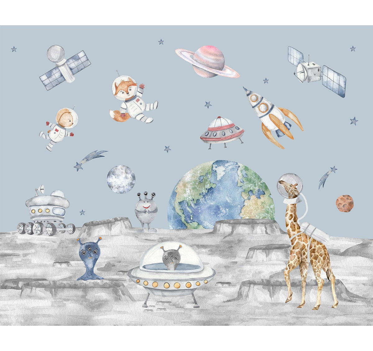 Cute Kids Room Space Theme Wallpapers – Life n Colors