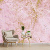 Beau papier peint abstrait en pierre de marbre 3D rose, blanc et doré, personnalisé