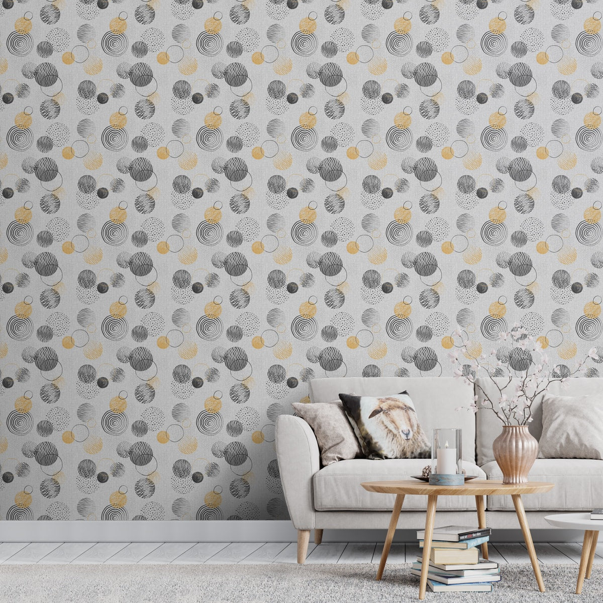 Abstract Circle Design Pattern , Customized Room Wallpaper