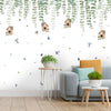 Bird House in Hanging Leaves Pattern Wallpaper, Customised