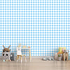 Cute Blue Check Pattern Design Wallpaper for Kids Room