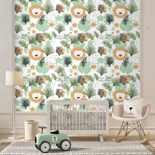 Cute Lion Pattern kids Room Wallpaper