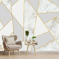 Golden Stripes With Marble Design Room Wallpaper, Customised