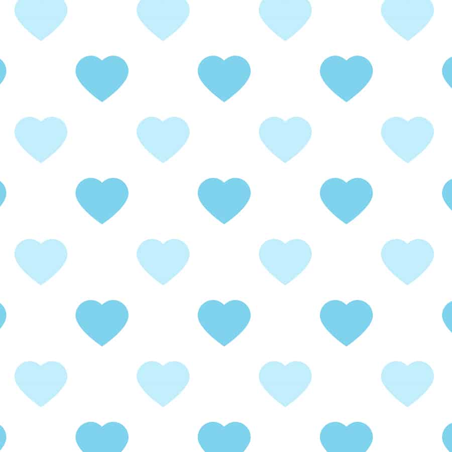 Blue Heart Pattern Wallpaper for Boys Room, Customised