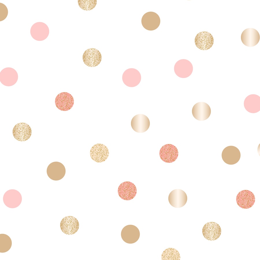 Pink & Golden Polka Dots Girl Room Wallpaper, Customised