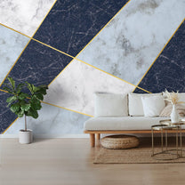 Gold Striped Marble Design Wall Wallpaper, Customised