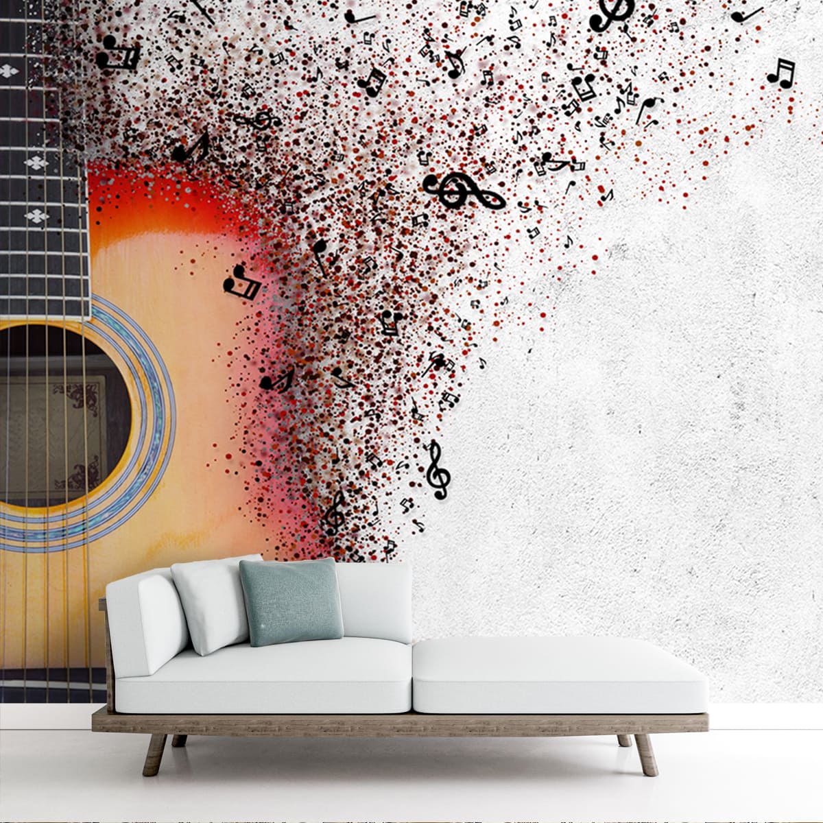 Artistic Guitar Design for Teens, Customized Wallpaper