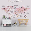 Carte du monde rose 3D personnalisée pour murs, chambre de fille