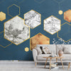 Gold gestreift mit Marmor-Design-Tapete mit blauem Hintergrund, individuell gestaltet