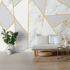Rayures dorées avec papier peint de salle de conception en marbre, personnalisé