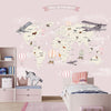 Papier peint carte du monde rose pour chambre de fille, personnalisé