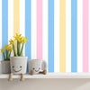 Horizontal Multicolor Strips Pattern Wallpaper for Kids Room