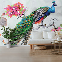 Indian Peacock on Wall, Customized Wallpaper