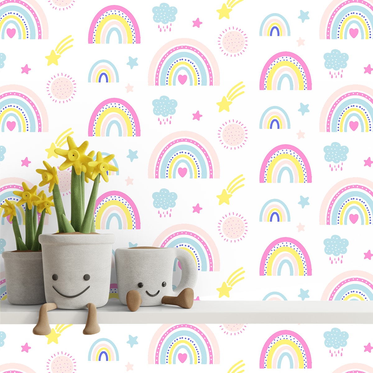 Rainbow Pattern Design Wallpaper for Kids Room