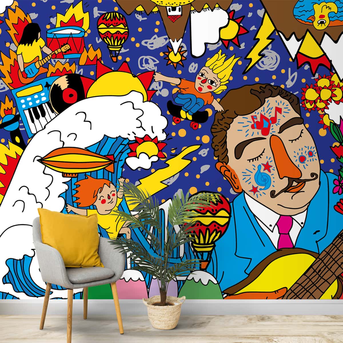 Colourful Graffiti Wallpaper for Modern Rooms, Customised