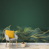 Modern Golden Stripes with Green Background, Customized Wallpaper