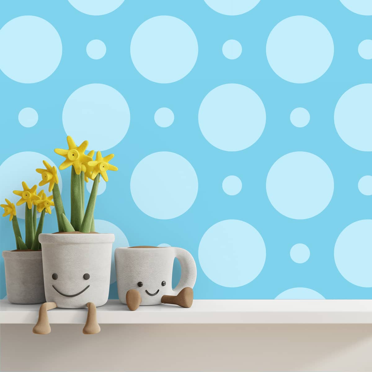 Blue Polka Dots Wallpaper for Kids Room, Customised Design
