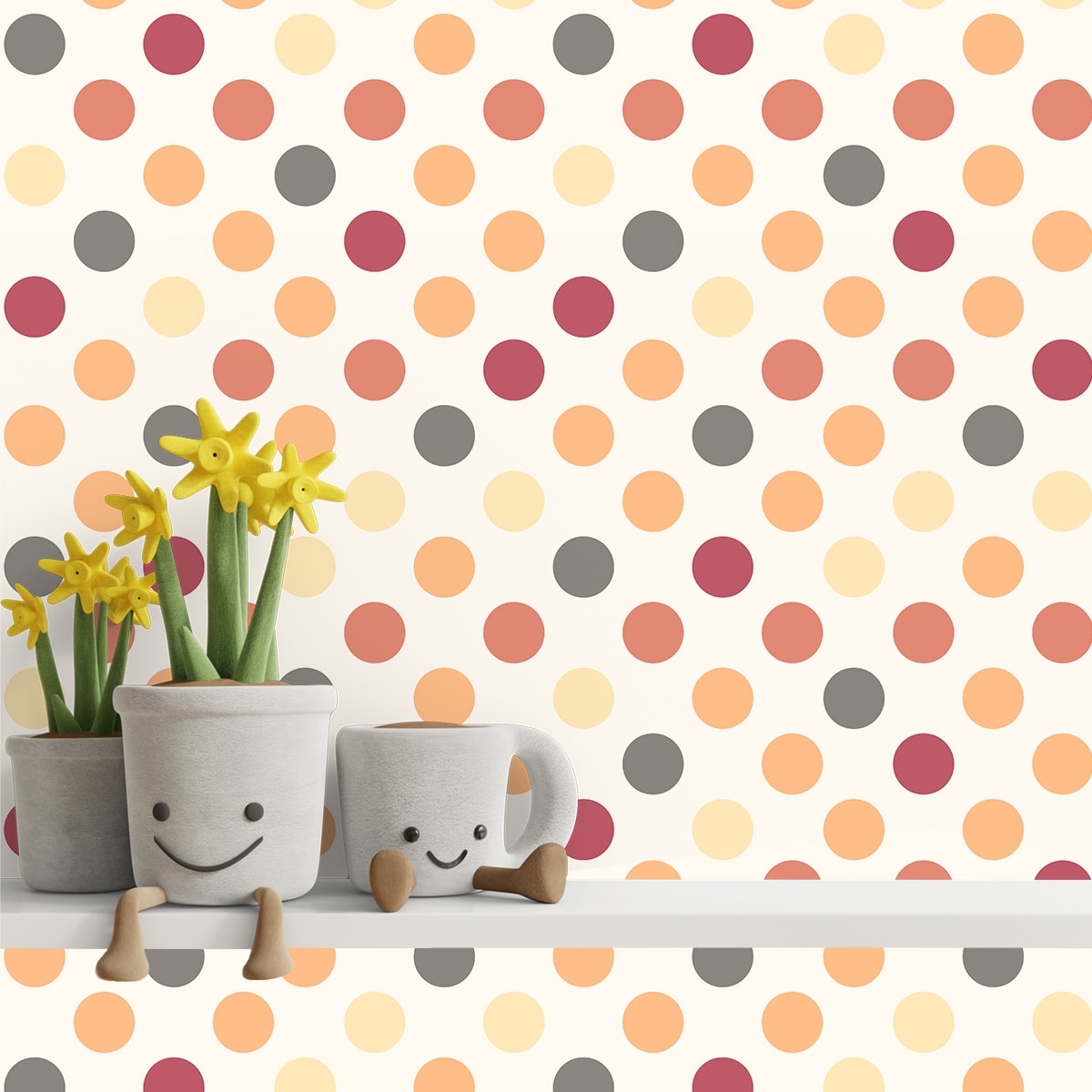Multicolor Polka Dots in Random Order, Kids Wallpaper Design