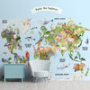 Papier peint coloré personnalisé de carte du monde pour les murs de chambre d’enfants