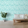 Pastellgrüne Blättermuster-Designtapete für Wände