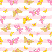 Pink and Yellow Butterflies Wallpaper for Girls, Customised
