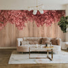3D Pink Floral Wallpaper on Wooden Wall Look ,Customized Wallpaper,Customised