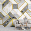 Goldene Streifen mit weißer Marmorstruktur-Designtapete, individuell gestaltet